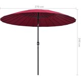  Vrtni suncobran s aluminijskom šipkom 270 cm bordo | shoptok.hr