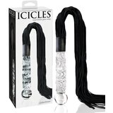Icicles No. 38 - usnjeni bič, valovit steklen dildo (prosojno črn) | Shoptok.si