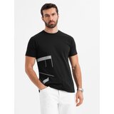 Ombre Men's cotton jersey T-shirt with large side lettering - black | Eponuda.ba