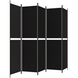 Sobna pregrada s 5 panela crna 250x200 cm od tkanine | Eponuda.com
