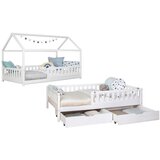 MID.YOU Postelja S Predalom Duo, 90x200, Bor, Bela, Masivno | Shoptok.si