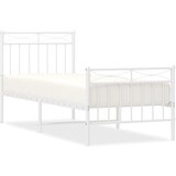 Maison Chic Kovinski Posteljni okvir - Enojna postelja - Postelja za odrasle z vzglavjem in vznožjem bel 75x190 cm-J86, (21775721) | Shoptok.si
