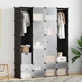  Modularni ormarić s 18 pretinaca crno-bijeli 37x146x180,5 cm | shoptok.hr