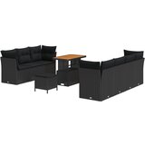 vidaXL 10-dijelni set vrtnih sofa s jastukom crni poli ratan akacija, 3-dijelni set vrtne blagovaonice s jastucima crni poli ratan akacija Cijene