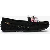 Resti Openwork black women's moccasins with decorative crystals Cizzas | Shoptok.si