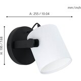 Eglo Hornwood 1 zidna lampa E27, crna/bijela tekstil, 43427 | shoptok.hr