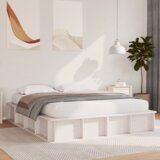 vidaXL krevet s okvirom i mjestom za odlaganje - Bijeli, 150 x 200 cm, čvrsti bor | shoptok.hr