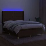  Box spring postelja z vzmetnico LED temno rjava 140x190cm blago, (20723641) | Shoptok.si