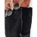 DStreet kozaki damskie z szeroką cholewką zamszowe czarne | ePonuda.com