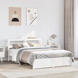 vidaXL Posteljni okvir z vzglavjem brez vzmetnice bel 140x190 cm Cene