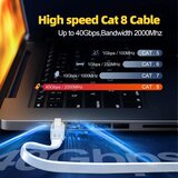 SOIBKE cat 8 ethernet ploščati kabel z 10 pritrdilnimi sponkami – 10 m, 40 gbps / 2000 mhz odprta embalaža | Shoptok.si