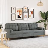 vidaXL Kavč trosed z blazinami temno siv 210 cm blago Cene