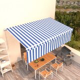 vidaXL Tenda na ručno uvlačenje s roletom 5 x 3 m plavo-bijela Cijene