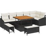 Set vrtnih sofe s 9 dijelova s jastucima crni poli ratan akacija dvosjed vrtna sofa s pohranom i jastučićima crni poli ratan s  Set vrtnih sofe s 9 dijelova s jastucima crni poli ratan akacija dvosjed vrtna sofa s pohranom i jastučićima crni poli ratan s Slike