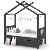  Okvir za dječji krevet s ladicom tamnosivi 70 x 140 cm borovina | Eponuda.com