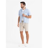 Ombre Men's knit shorts with rolled up legs - sand Cene