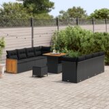 Set od 11 komada vrtni sofa s jastučićima crni poli ratan akacija | shoptok.hr