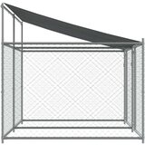  Pasji boks s streho in vrati siv 4x2x2 m pocinkano jeklo | Shoptok.si