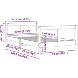  Okvir za dječji krevet bijeli 80 x 160 cm od masivne borovine | shoptok.hr