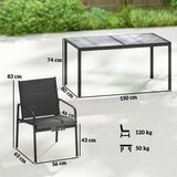  Vrtni namještaj garnitura za sjedenje 150 x 80 cm stol sa 6 prozračnih stolica izgled drveta čelični okvir crna | shoptok.hr