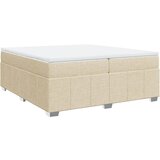 vidaXL Box spring postelja z vzmetnico krem 200x200 cm blago, (21304672) | Shoptok.si