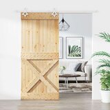  Klizna vrata s priborom za montažu 90 x 210 cm masivna borovina | shoptok.hr