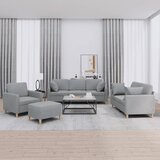  4-dijelni set sofa s jastucima svjetlosivi od tkanine | shoptok.hr