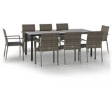  9-dijelni vrtni blagovaonski set crno-sivi od poliratana | Eponuda.com