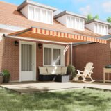 vidaXL Avtomatska zložljiva tenda Rumena in Oranžna 450x300 cm | Shoptok.si