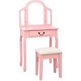 Toaletni stolić sa stolcem rozi 65x36x128 cm paulovnija i MDF Cijene