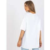 Fashion Hunters White and green oversize t-shirt with an application Cene