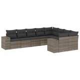 Maison Chic Seti vrtnega pohištva - Vrtna garnitura - Vrtni pohištvo set 9-delna z blazinami siv poli ratan, (21797842) | Shoptok.si