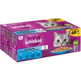MEGA pakiranje Whiskas 1+ Adult vrečke 48 x 85 g - Ribji izbor v želeju | shoptok.hr