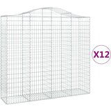  Obokane gabion košare 12kosa 200x50x180/200 cm pocinkano železo, (21000278) | Shoptok.si