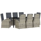  9-delni vrtnarski jedilni set z blazinami siva poli ratan | Shoptok.si