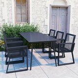 The Living Store Zunanja jedilna garnitura 7-delna PVC ratan črna - Jedilna Garnitura, (21481476) | Shoptok.si