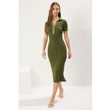 Trendyol Khaki Color Block Midi Knit Dress cene