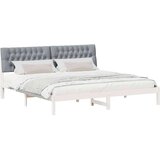 vidaXL Krevetni okvir s tapiciranim uzglavljem Bijelo 200 x 200 cm | shoptok.hr