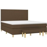  Box spring postelja z vzmetnico temno rjava 180x200 cm blago, (20902090) | Shoptok.si