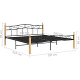  Okvir kreveta crni od metala i masivne hrastovine 200 x 200 cm | shoptok.hr