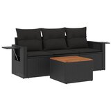 Maison Chic Seti vrtnega pohištva - Vrtna garnitura - Vrtni pohištvo set 4-delna z blazinami črna poli ratan, (21816243) | Shoptok.si