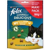 Felix Naturally Delicious mačji priboljški - Varčno pakiranje: Piščanec & mačja meta (3 x 180 g) Cene