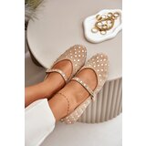 Boto Embellished Ballerinas With Strap Eco Suede Beige Tirilissa | Shoptok.si