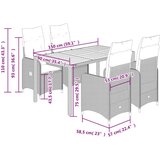  5-dijelni vrtni bistro set od poliratana s jastucima crni - 150 x 90 x 75 cm Bez naslona za noge 4 | shoptok.hr