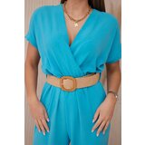 Kesi Włoski Overalls with a decorative belt at the waist turquoise | shoptok.hr