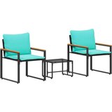  Kompleti pohištva z blazino 3 pcs Črna in turkizna Ratan, (5000301179) | Shoptok.si