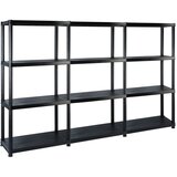 vidaXL Regal s policami 4-nadstropni črn 183x30,5x130 cm plastika Cene