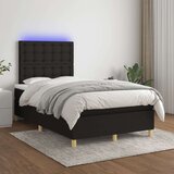  Box spring postelja z vzmetnico LED črna 120x200 cm blago, (20901638) Cene