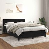  s oprugama i madracem crni 140 x 190 cm baršunasti | shoptok.hr