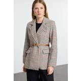 Trendyol Multi Color Regular Lined Belted Plaid Woven Jacket | Eponuda.ba